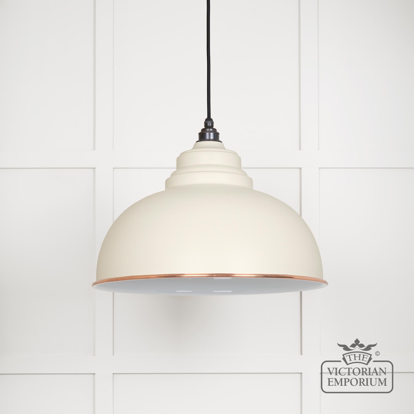 Harlow pendant light in Teasel with white gloss interior