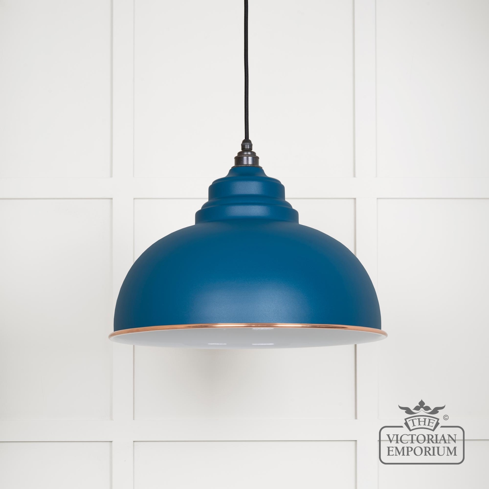 Harlow pendant light in Upstream with white gloss interior