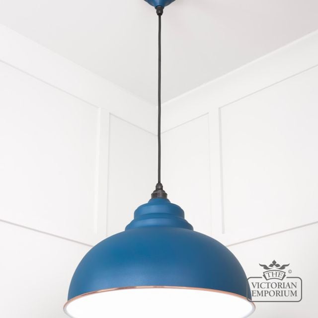 Harlow Pendant Light In Upstream With White Gloss Interior 49508u 2 L