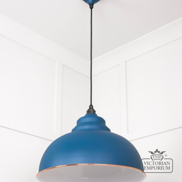 Harlow Pendant Light In Upstream With White Gloss Interior 49508u 3 L