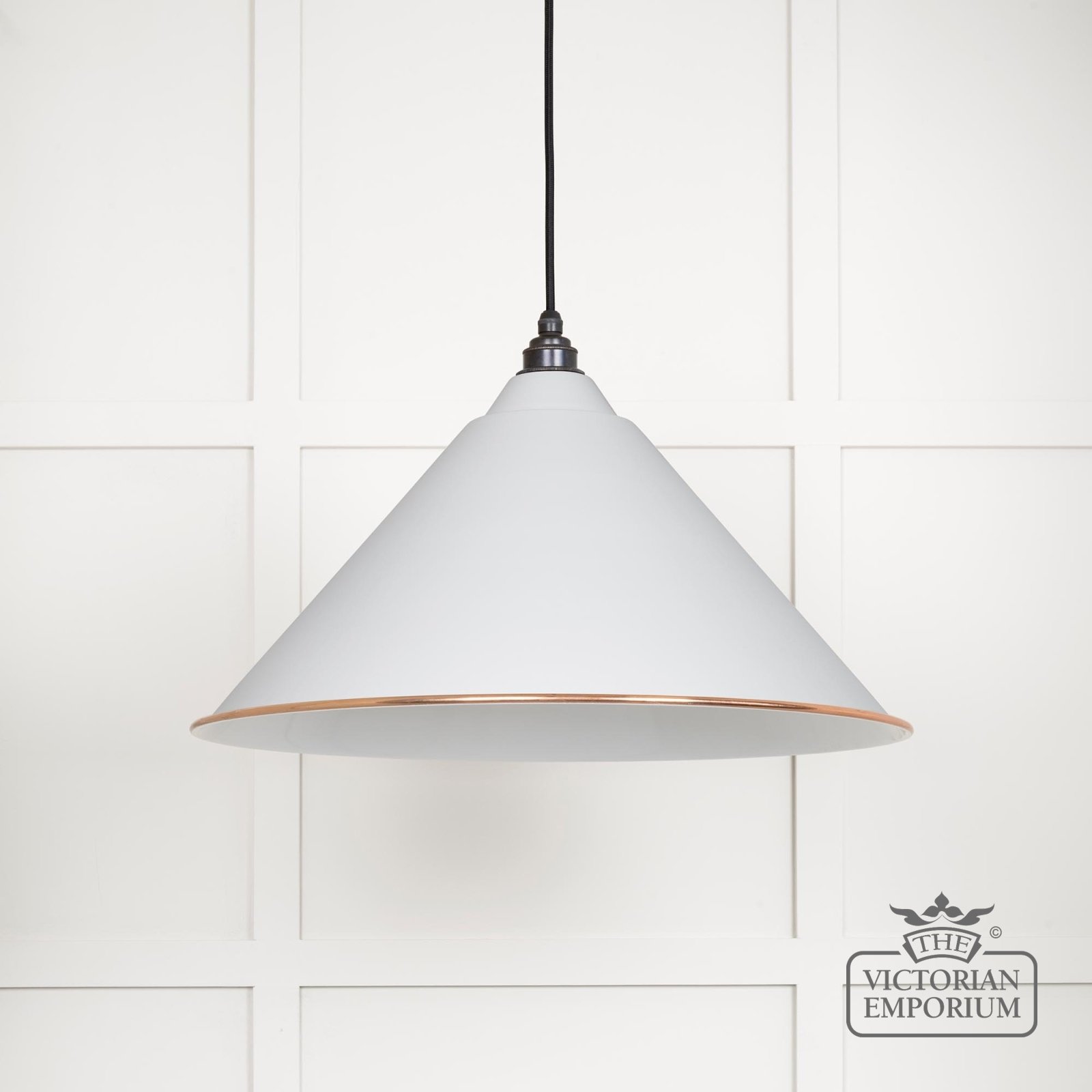 Hockliffe pendant light in Flock and White gloss interior