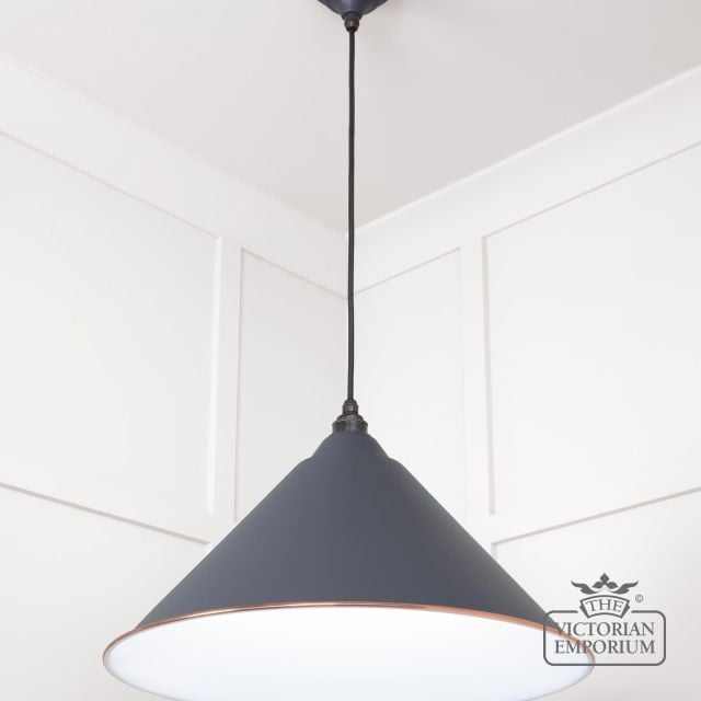 Hockliffe Pendant Light In Slate And White Gloss Interior 49510sl 2 L