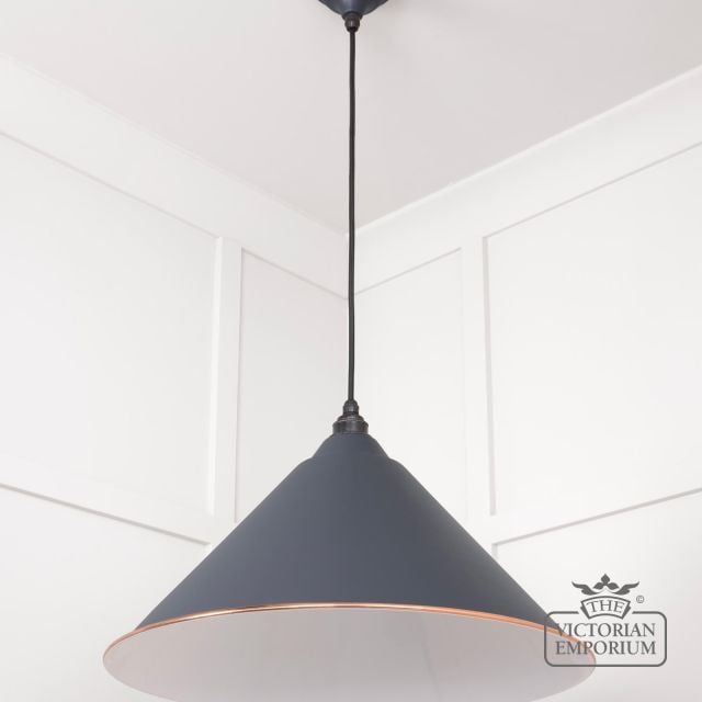 Hockliffe Pendant Light In Slate And White Gloss Interior 49510sl 3 L