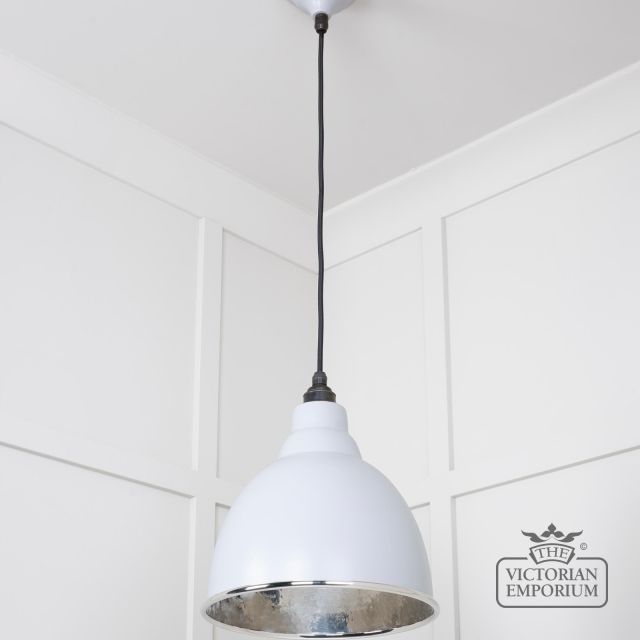 Brindle Pendant Light In Birch With Hammered Nickel Interior 49511bi 2 L