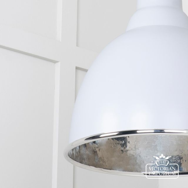 Brindle Pendant Light In Birch With Hammered Nickel Interior 49511bi 4 L