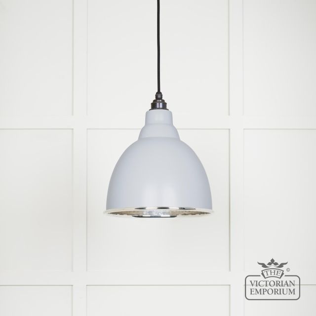Brindle Pendant Light In Birch With Hammered Nickel Interior 49511bi Main L