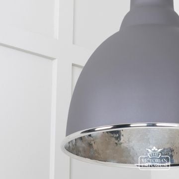 Brindle Pendant Light In Bluff With Hammered Nickel Interior 49511bl 4 L