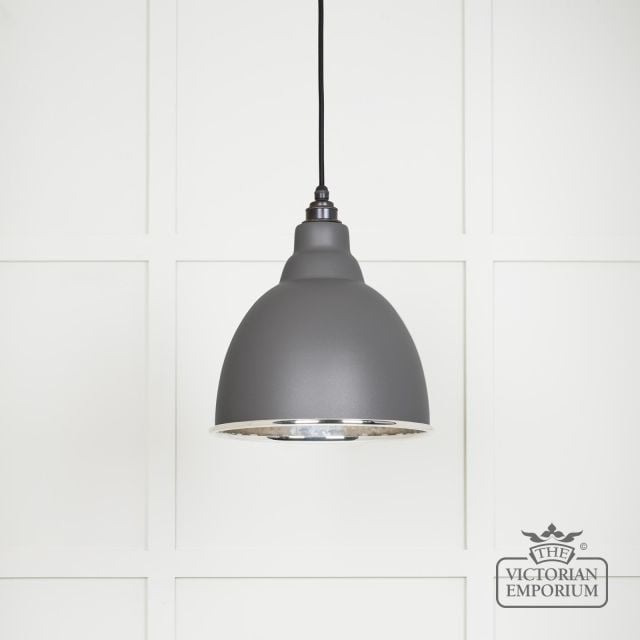 Brindle Pendant Light In Bluff With Hammered Nickel Interior 49511bl Main L