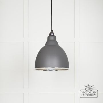 Brindle Pendant Light In Bluff With Hammered Nickel Interior 49511bl Main L