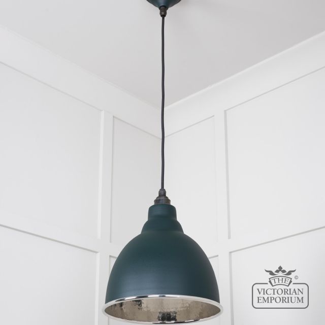 Brindle Pendant Light In Dingle With Hammered Nickel Interior 49511di 3 L