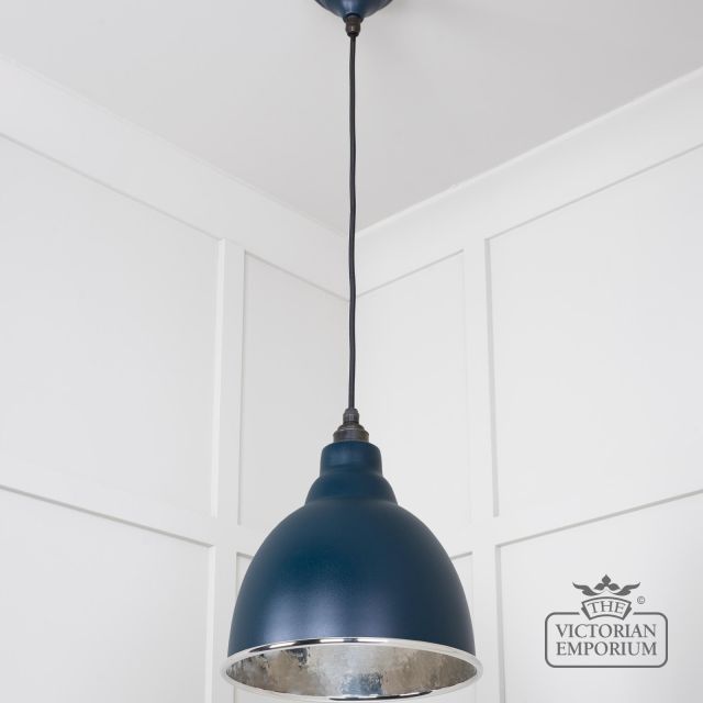 Brindle Pendant Light In Dusk With Hammered Nickel Interior 49511du 2 L