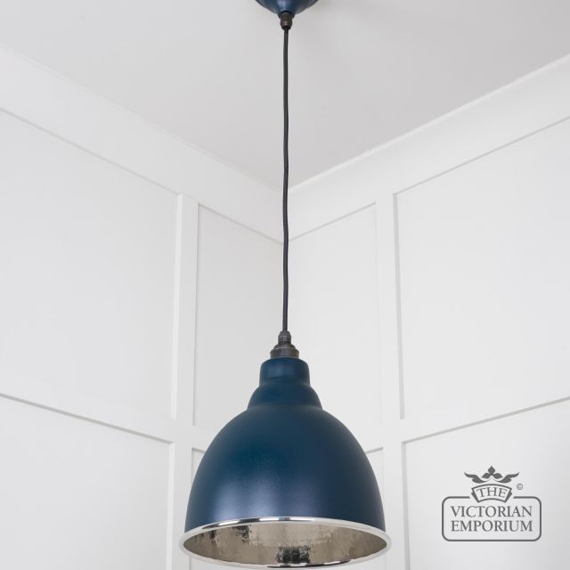 Brindle Pendant Light In Dusk With Hammered Nickel Interior 49511du 3 L