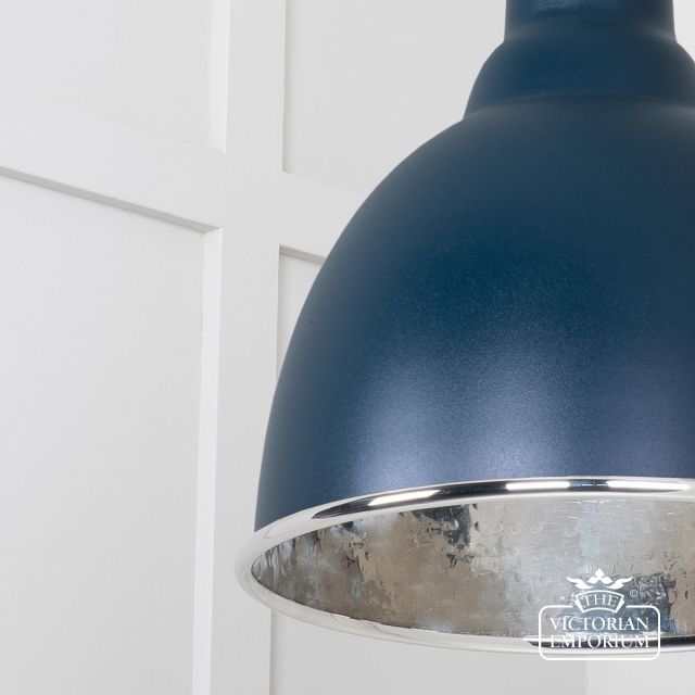 Brindle Pendant Light In Dusk With Hammered Nickel Interior 49511du 4 L