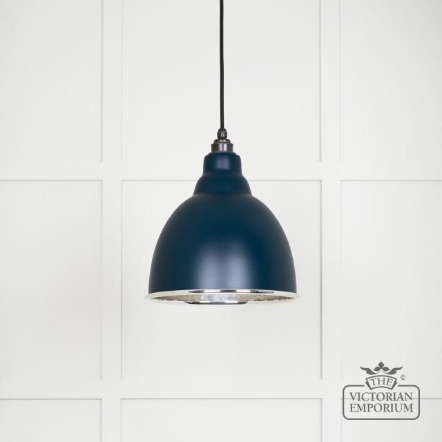 Brindle Pendant Light In Dusk With Hammered Nickel Interior 49511du Main L
