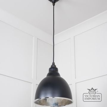 Brindle Pendant Light In Black With Hammered Nickel Interior 49511eb 2 L