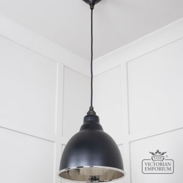 Brindle Pendant Light In Black With Hammered Nickel Interior 49511eb 3 L