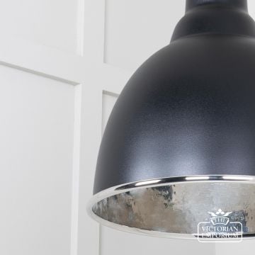 Brindle Pendant Light In Black With Hammered Nickel Interior 49511eb 4 L