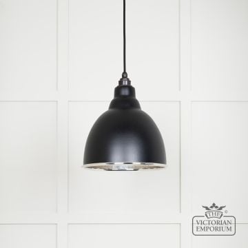 Brindle Pendant Light In Black With Hammered Nickel Interior 49511eb Main L