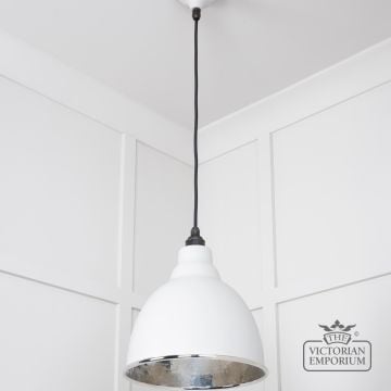 Brindle Pendant Light In Flock With Hammered Nickel Interior 49511f 2 L