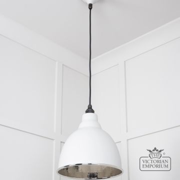 Brindle Pendant Light In Flock With Hammered Nickel Interior 49511f 3 L