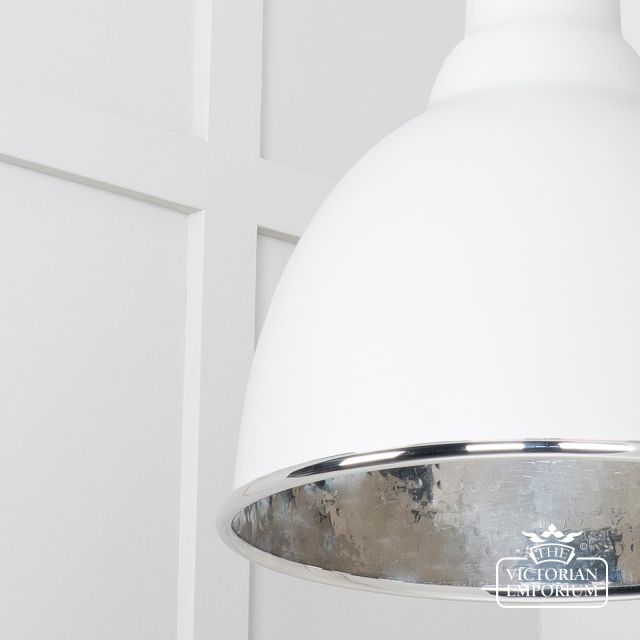 Brindle Pendant Light In Flock With Hammered Nickel Interior 49511f 4 L