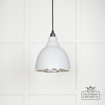 Brindle Pendant Light In Flock With Hammered Nickel Interior 49511f Main L