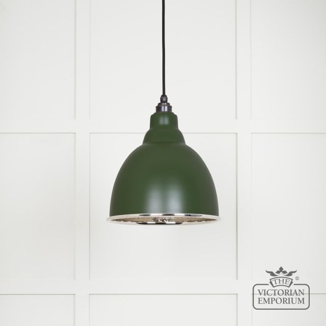Brindle Pendant Light in Heath with Hammered Nickel Interior