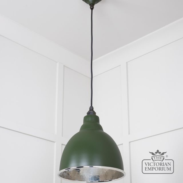 Brindle Pendant Light In Heath With Hammered Nickel Interior 49511h 2 L
