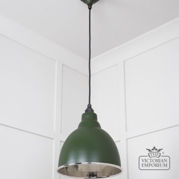 Brindle Pendant Light In Heath With Hammered Nickel Interior 49511h 3 L