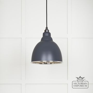 Brindle Pendant Light In Slate With Hammered Nickel Interior 49511sl 1 L