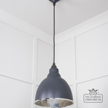Brindle Pendant Light In Slate With Hammered Nickel Interior 49511sl 2 L