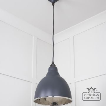 Brindle Pendant Light In Slate With Hammered Nickel Interior 49511sl 3 L