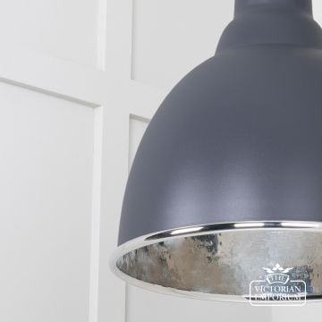 Brindle Pendant Light In Slate With Hammered Nickel Interior 49511sl 4 L