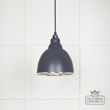 Brindle Pendant Light In Slate With Hammered Nickel Interior 49511sl Main L