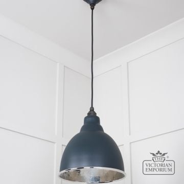 Brindle Pendant Light In Soot With Hammered Nickel Interior 49511so 2 L