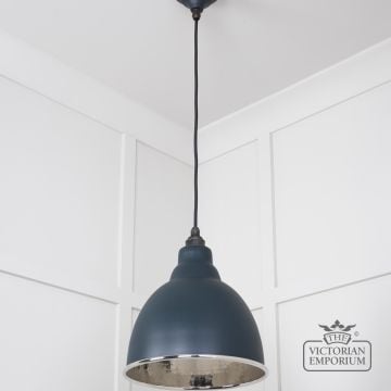 Brindle Pendant Light In Soot With Hammered Nickel Interior 49511so 3 L
