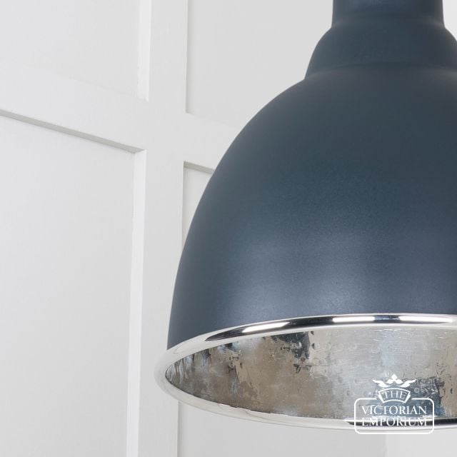 Brindle Pendant Light In Soot With Hammered Nickel Interior 49511so 4 L