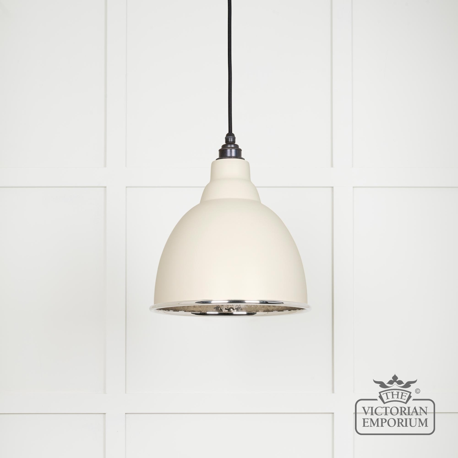 Brindle Pendant Light in Teasel with Hammered Nickel Interior