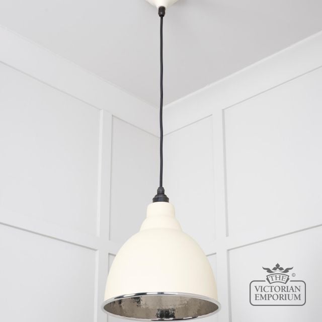 Brindle Pendant Light In Teasel With Hammered Nickel Interior 49511te 3 L