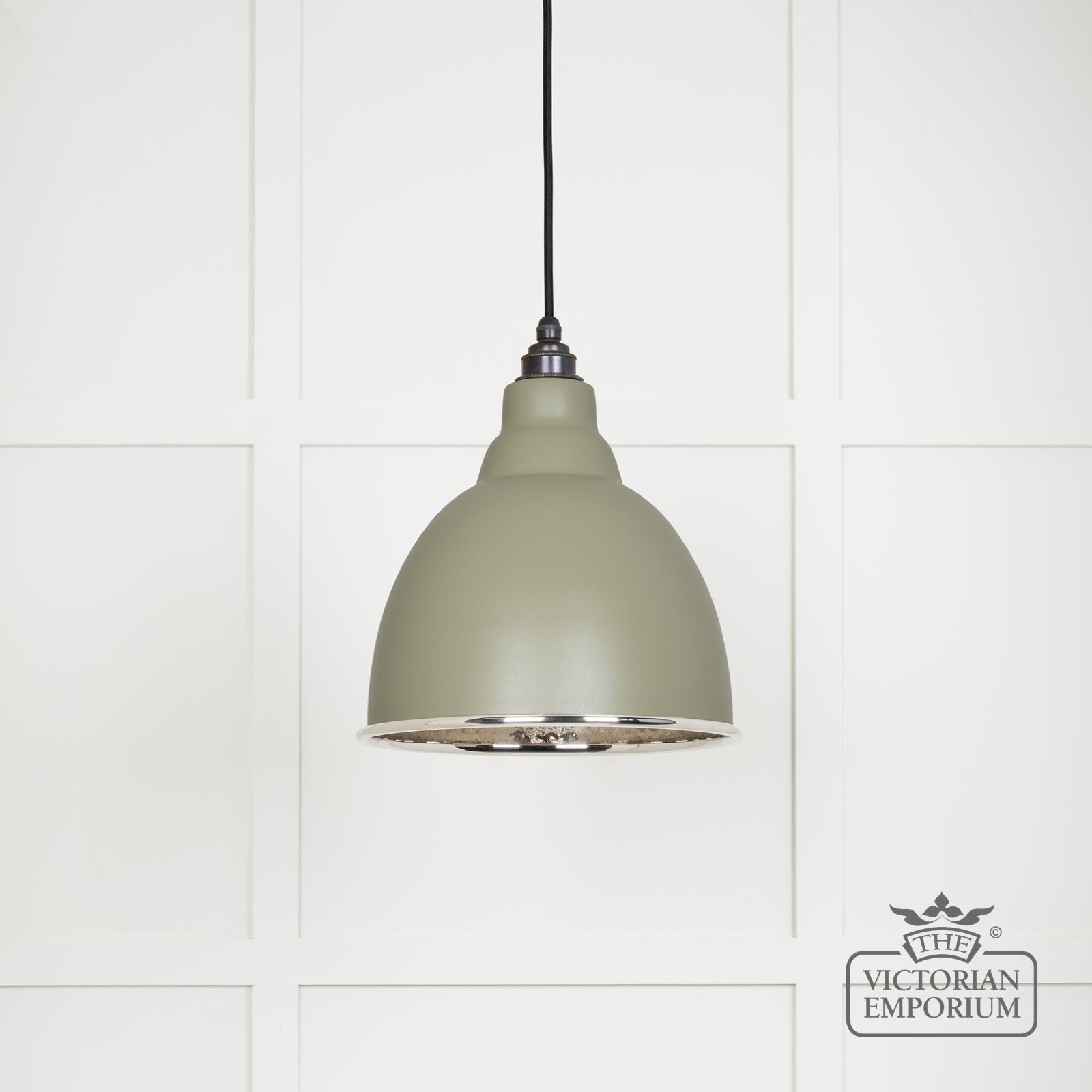 Brindle Pendant Light in Tump with Hammered Nickel Interior