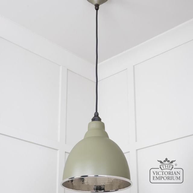 Brindle Pendant Light In Tump With Hammered Nickel Interior 49511tu 3 L