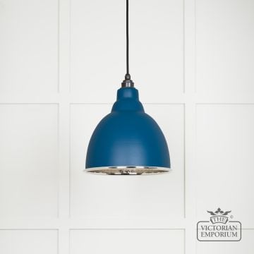 Brindle pendant light in Upstream with hammered nickel interior
