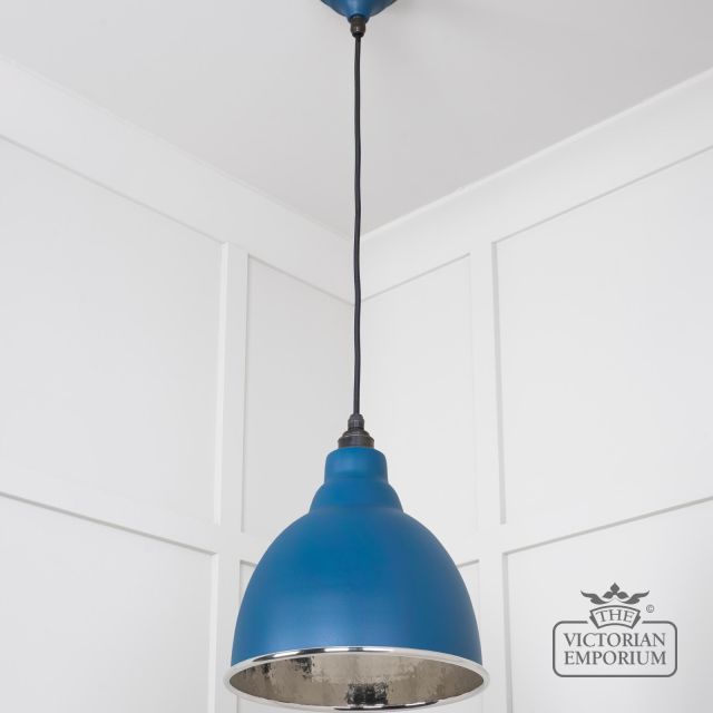Brindle Pendant Light In Upstream With Hammered Nickel Interior 49511u 3 L