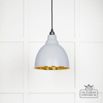Brindle pendant light in Birch with hammered brass interior