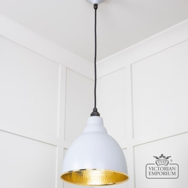 Brindle Pendant Light In Birch With Hammered Brass Interior 49517bi 2 L