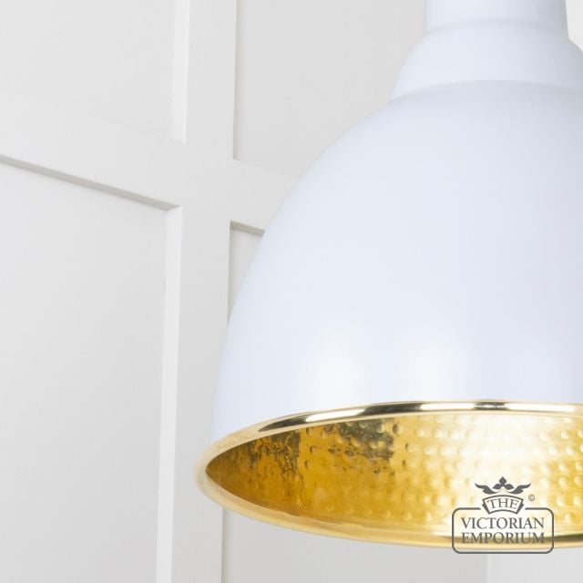 Brindle Pendant Light In Birch With Hammered Brass Interior 49517bi 4 L