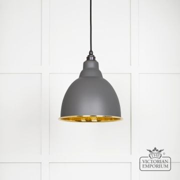 Brindle Pendant Light In Bluff With Hammered Brass Interior 49517bl 1 L