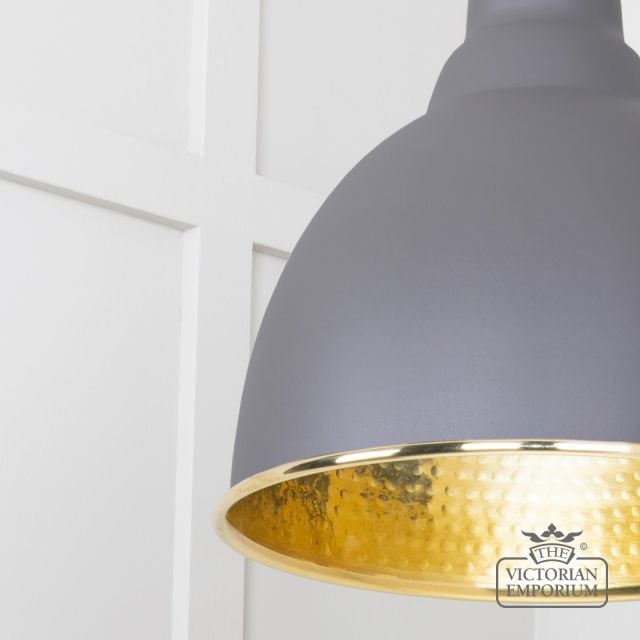 Ndant Light In Bluff With Hammered Brass Interior 49517bl 4 L