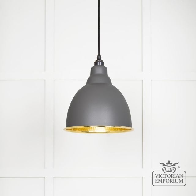 Ndant Light In Bluff With Hammered Brass Interior 49517bl Main L