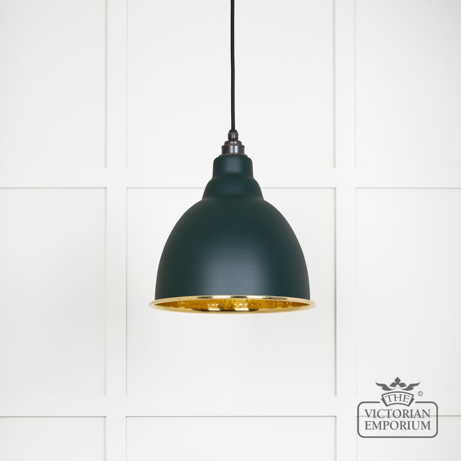 Brindle pendant light in Dingle with hammered brass interior